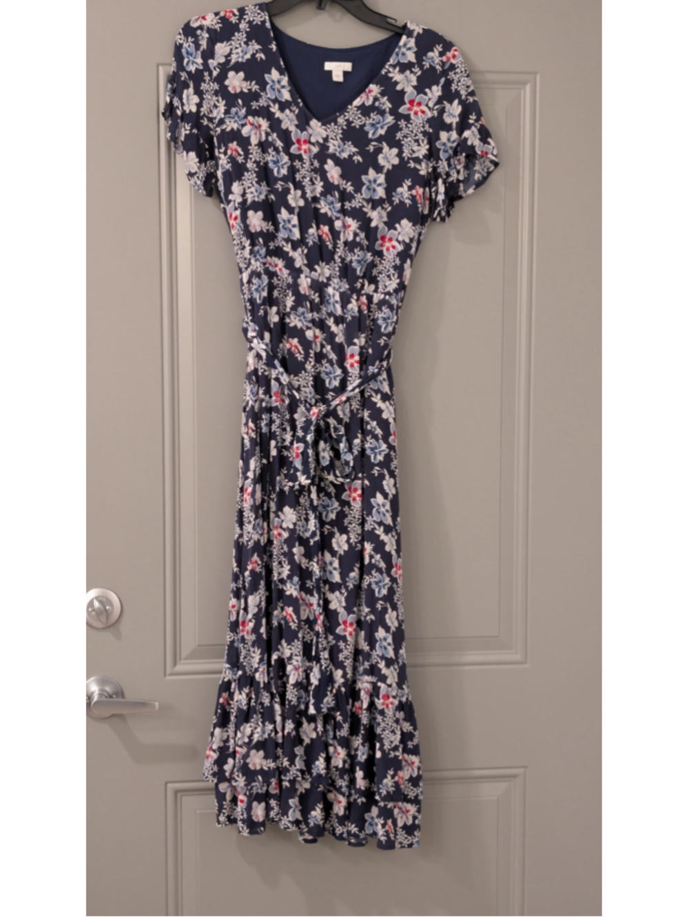 Women's J.Jill Floral Midi Dress, Size XS, Blue and White